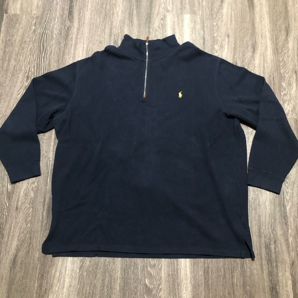 Polo Ralph Lauren Navy Blue 1/4 Zip Pullover Sweater - 4XLT Big & Tall